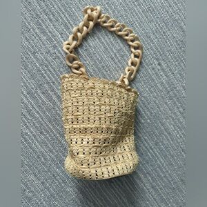 Carolina Bertini Woven Raffia Bucket Handbag